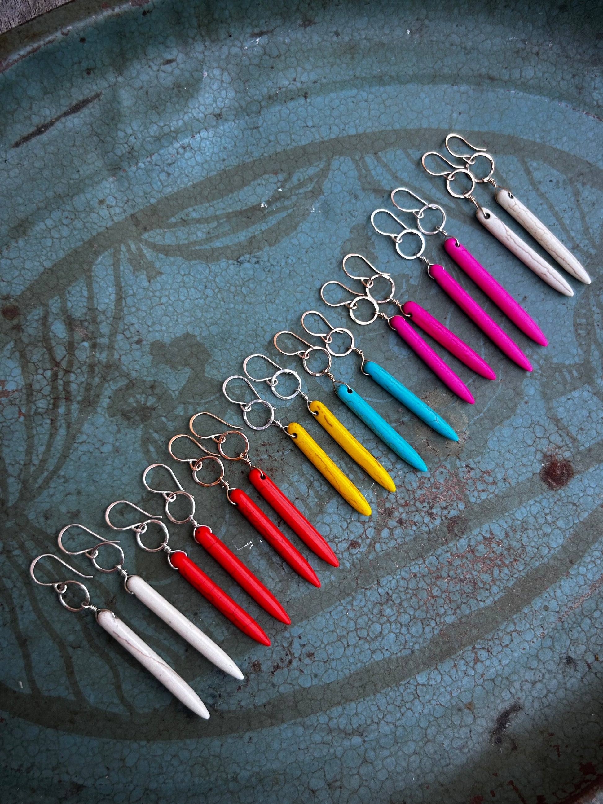 Howlite Drop Earrings - TS Orange-2