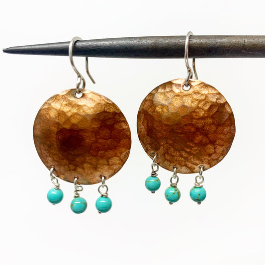 Full Moon Earrings with Turquoise Drops-0