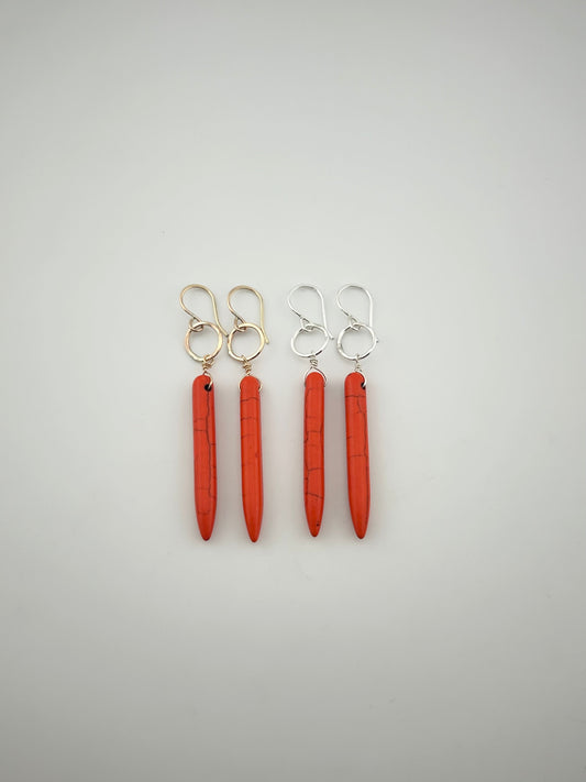 Howlite Drop Earrings - TS Orange-0
