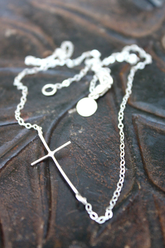 Sideways Cross Necklace-0