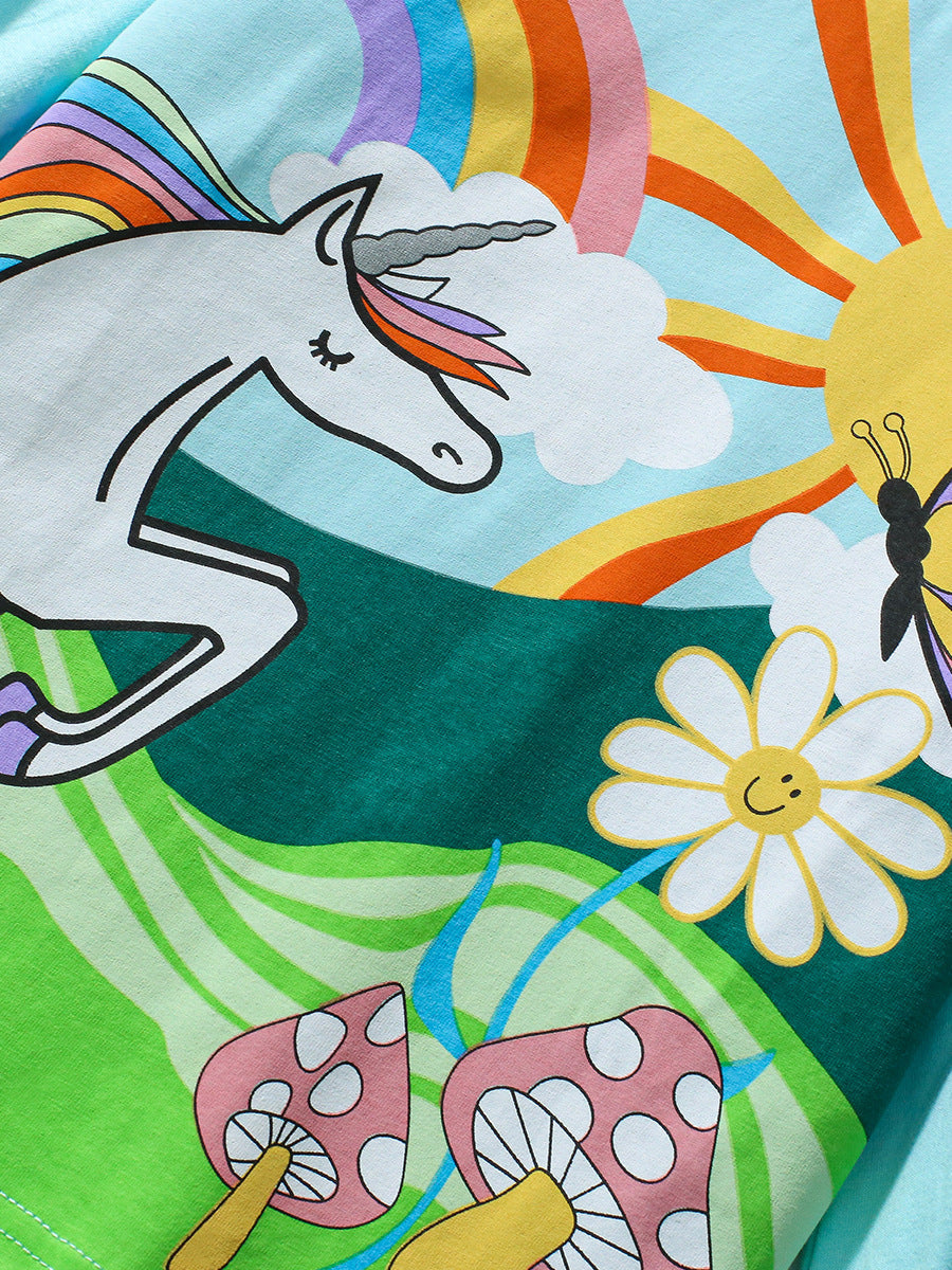 Arrival Autumn Girls’ Vivid Unicorn Cartoon Long Sleeves T-shirt in European and American Style-4
